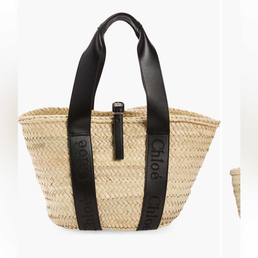 Chloe Sense Woven Palm Basket Tote Bag